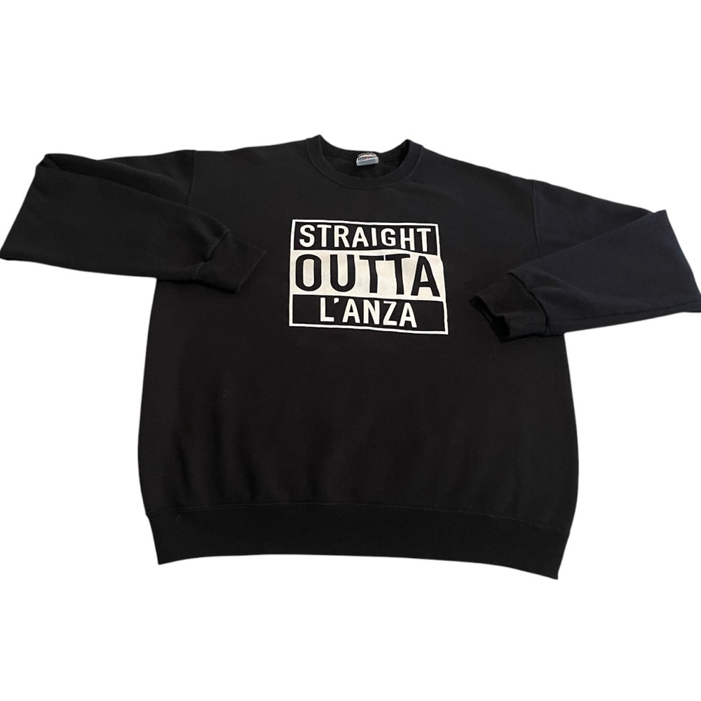 Jerzees Sweater Men‎ Medium Black Crew Neck Pullover Sweatshirt Workout Jumper